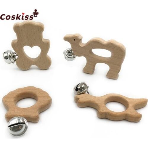 Wooden Teether Handmade Animal camel Teether Rattle Kids Teething Pendant DIY Baby Teether Toys hand octopus teether bells