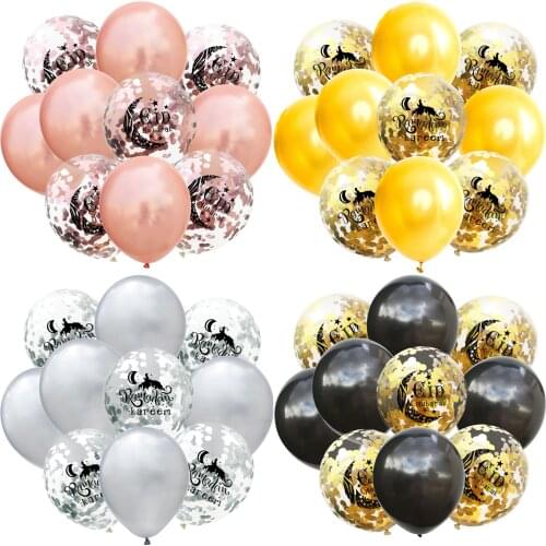 10pcs/set 12inch Transparent Muslim Eid Al-Fitr Eid Mubarak Ramadan Kareem Balloons DIY Confetti Balloon Home Family Party Decor