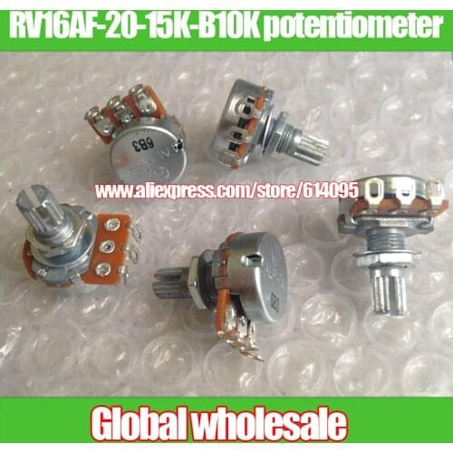 5pcs ALPHA 16-type single joint potentiometer B10K / RV16AF-20-15K-B10K potentiometer handle including threaded length 15MM