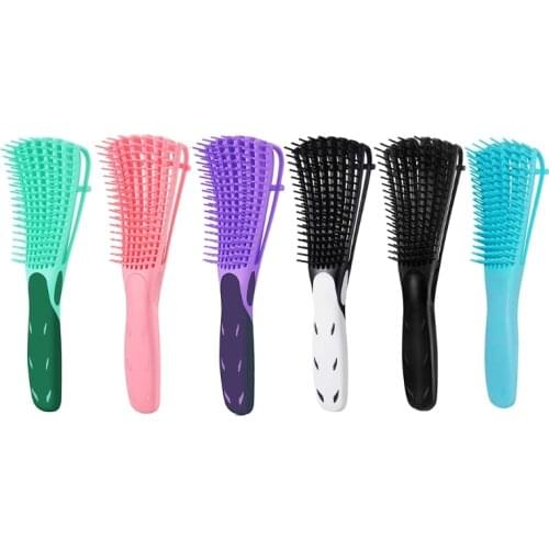 8 Rows Detangling Brush Detangler Comb for Curly Wavy Wet Dry Thick Long Hair N0PF