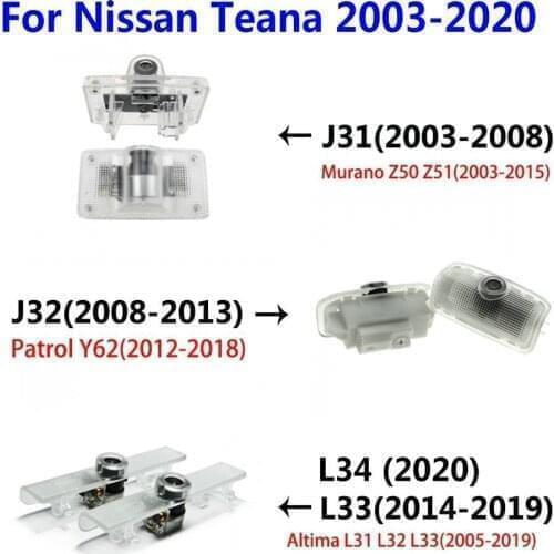 2X LED Car Door Light Ghost Projector Logo Lights For Nissan Teana J31 J32 J33 Altima L31 L32 L33 L34 Murano Z50 Z51 Patrol Y62