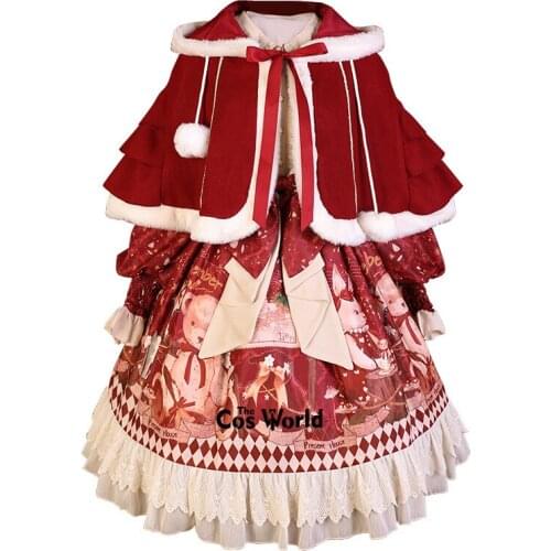 [Sweet Bear] Lolita Bowknot OP Dress Long Sleeve Pleated One-piece Dresses Cloak