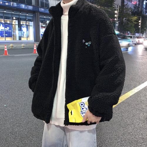 BiggOrange Lamb wool zip up hoodies women Winter couple clothes plus velvet thick lamb jacket style fleece sweatshirt women