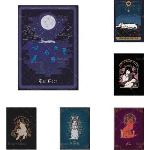 Gothic fox print | blue butterfly print | rabbit | cat print | Thanksgiving decoration | animal sanctuary vegan art print | moon