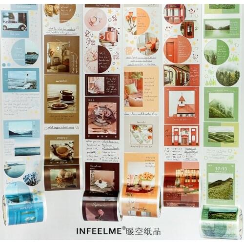 Vintage Coffee Shop Cat Plant Flower Bullet Journal PET Washi Tape Adhesive Tape DIY Scrapbooking Sticker Label Masking Tape