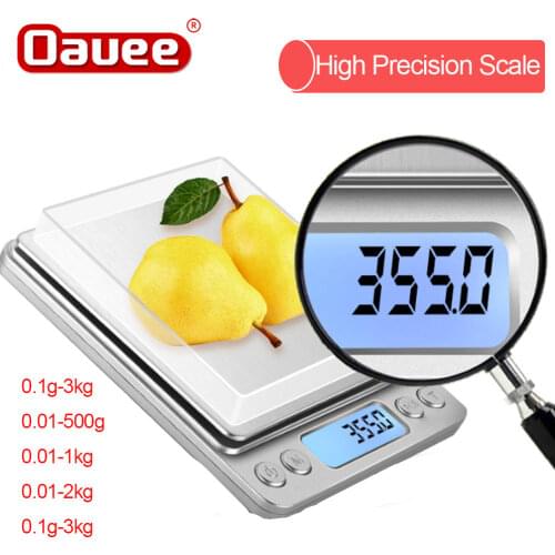 High Precision Mini Kitchen Scale with Backlit 2 Trays Stainless Steel Weight Scale Jewelry Scale with Tare and PCS Function