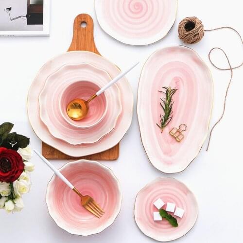 Japanese style Phnom Penh Ceramic Tableware Plate Western Style Dish Steak Plate Household Dish Soup Bowl Rice Bowl Dishes