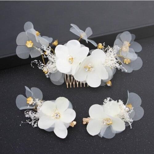 1 set Vintage Wedding Flower Floral Wedding Hair Comb Bohemia Wedding Jewelry Handmade Hair Pieces for Women Flower Headwear