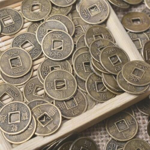 100Pcs Lucky Coins Antique Wealth Money Dragon and Phoenix Good Fortune Home Car Decor Chinese Ancient Feng Shui 10mm Coin