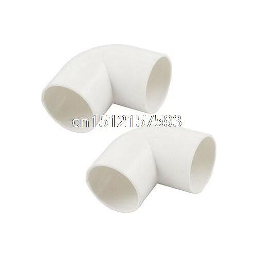 2 Pcs Elbow White PVC 32mm Inner Dia Wire Pipe Connector
