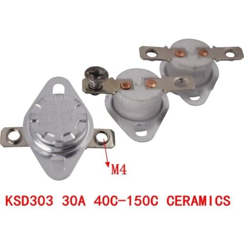 5PCS KSD303 30A250V 40-150 degree Ceramic KSD301 Normally Closed Temperature Switch Thermostat 40 50 60 70 80 90 100 110 120