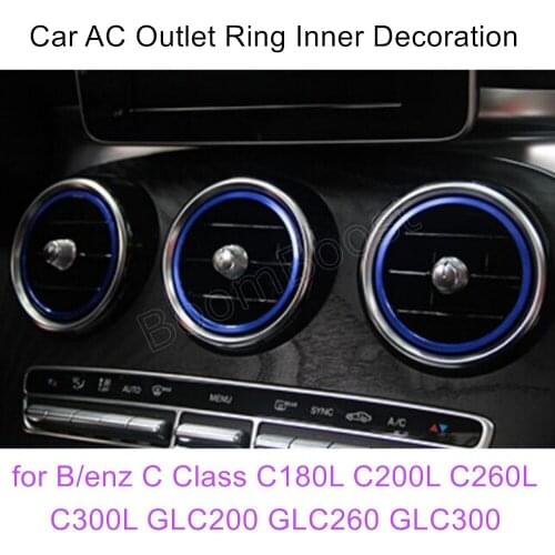2 colors 7 pcs Car Air conditioning vent decorative Inner ring for Benz C Class C180L C200L C260L C300L GLC200 GLC260 GLC300