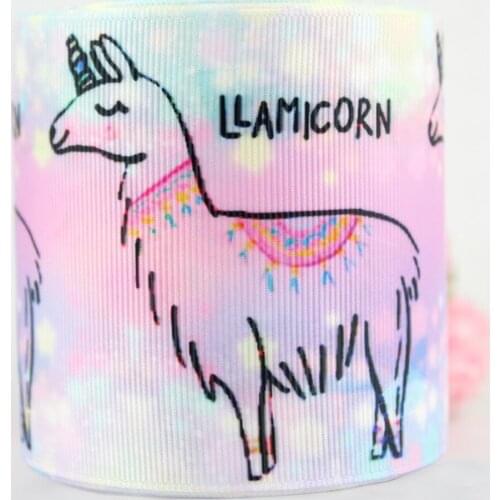 9mm/16mm/22mm/25mm/38mm/57mm/75mm white cartoon Alpaca grosgrain ribbon 10/25/50 yards DIY gift wrap sewing wedding decor ribbon