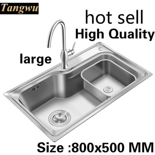 Free shipping Apartment luxurious vogue kitchen single trough sink do the dishes 304 stainless steel big hot sell 800x500 MM