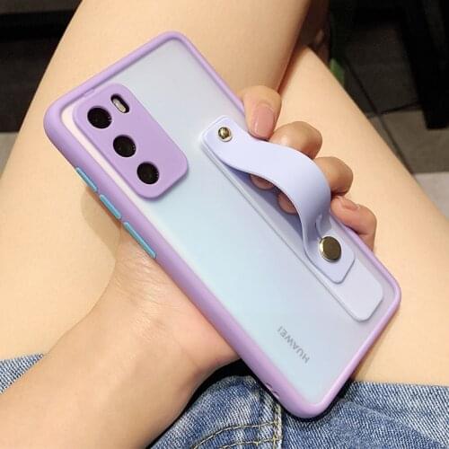 Camera Protection Wrist Strap Holder Phone Case For Huawei P40 P30 P20 Pro Mate 20 30 Pro Soft TPU + PC Clear Shockproof Cover