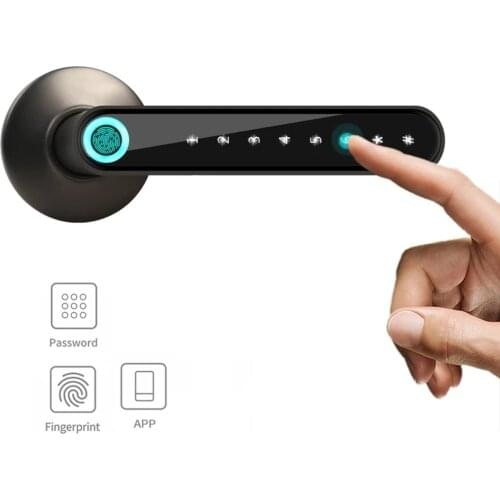 Home Single Tongue Spherical Smart Lock Fingerprint Door Lock Smart Wireless Password Handle Lock APP Unlock Keyless Entry