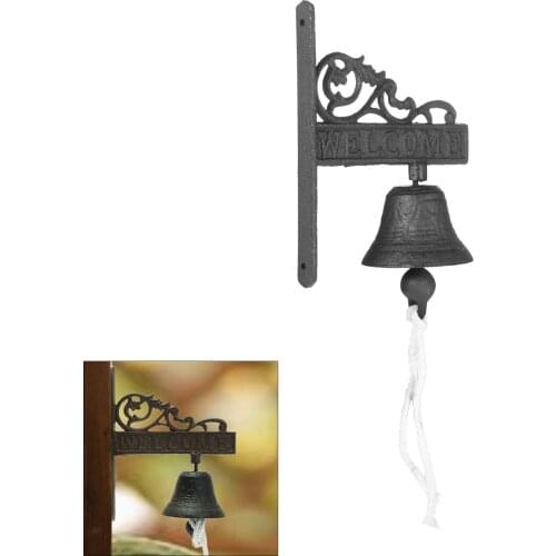 DRELD Antique Style Doorbell Vintage Cast Iron Hanging Door Bell Wall Mounted Welcome Doorbell Porch Home Garden Decoration