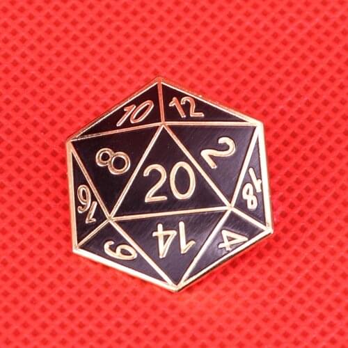 Twenty-sided Die enamel pin D20 RPG gamer brooch polyhedral geeky nerdy gift cute pins dice jewelry shirts backpack badge access