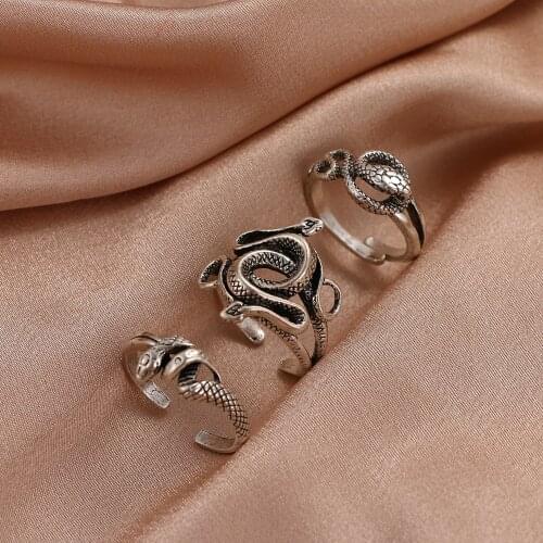EN 2021 New Charm Vintage Cute Men and Women Simple Design Snake Ring Silver Color Engagement Wedding Rings Jewelry Gifts