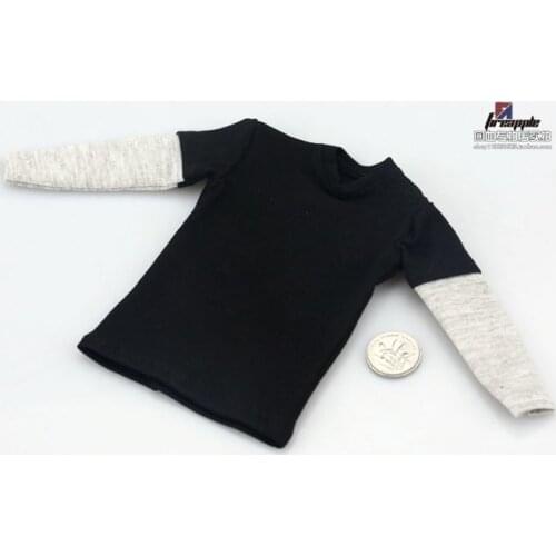1:6 Soldier long-sleeved T-shirt Fake Two Pieces Stitching Clothes Model three-color Optional Real People Can Not Wear