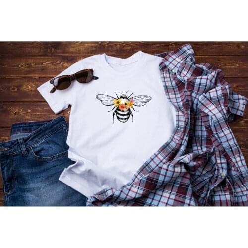 Colored Floral Bee Let it Bee t-shirt women 100% Cotton funny graphic grunge tumblr casual quote Fashion unisex tee top tshirt