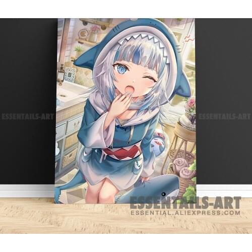 Gawr Gura Hololive Canvas Wall Art Painting Decor Pictures Bedroom Study studio print Living kid Room Home Decoration Prints