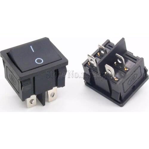 KCD5 21x24mm 21*24mm Black Rocker Switches 4 Pin Unilateral Reset Switch 6A/12A 250VAC