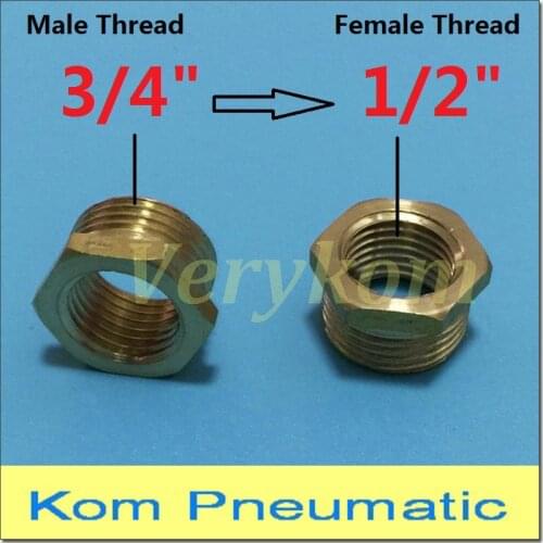 Verykom Pneumatic 100pcs/lot Brass Reducer 3/4" BSP Male To 1/2" BSP Female Reducing Bush Adapter Fitting Gas Air Water Fuel 1/2