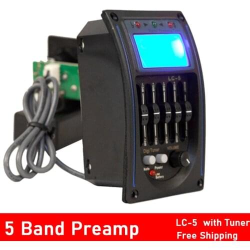 LC-5 5 Bands Acoustic Guitar Pickup EQ Preamp LCD Tuner Piezo Pickup Equalizer System