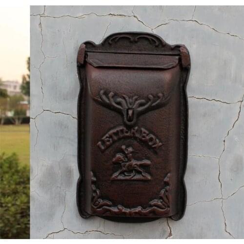 Small Cast Iron Mailbox Postbox Mail Box Wall Mount Metal Post Letters Box Rustic Country Cast Iron Mail Box