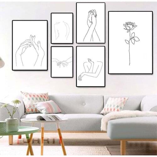 Modern Minimalist Painting Poster Abstract Line Drawing Canvas Painting Hanging Printed Background Cloth Bedroom Wall Decor