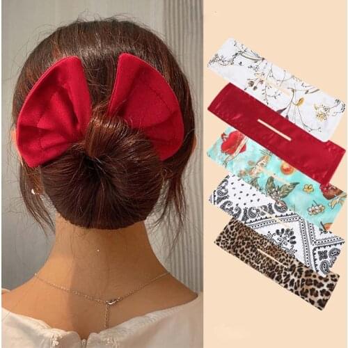 Fashion Deft Bun Hair Bands Women Summer Knotted Wire Headband Print Hairpin Braider Maker Easy To Use DIY Accessories