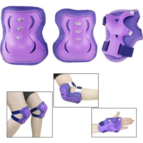 6PCS Knee Elbow Pads Support Protector Rubber Elastic Knee pad Bandage for Children/Youth Roller Skating Cycling