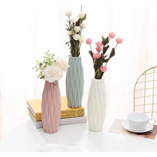 Nordic Plastic Vase Unbreakable Anti-Ceramic Flower Vases European Imitation Rattan Pot Simplicity Basket Arrangement Home Decor