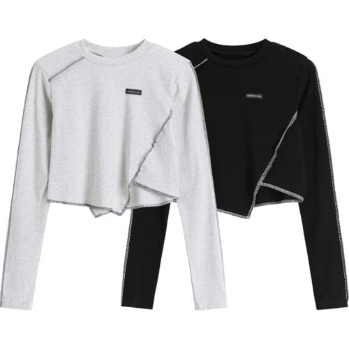 New hot selling long sleeve summer tops for women 2020 korean fashion clothing casual lady beautiful nice Irregular t shirt BFA