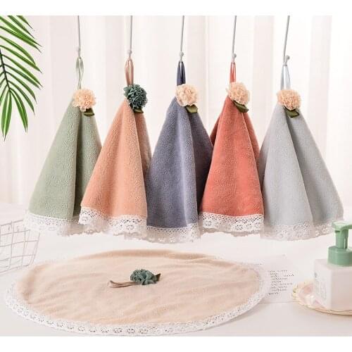 Wholesale Kawaii Floral Hand Towels For Baby Bath Hand Dry Towel Kids Kitchen Quick-drying Hanging High Absorbent Hand Towels