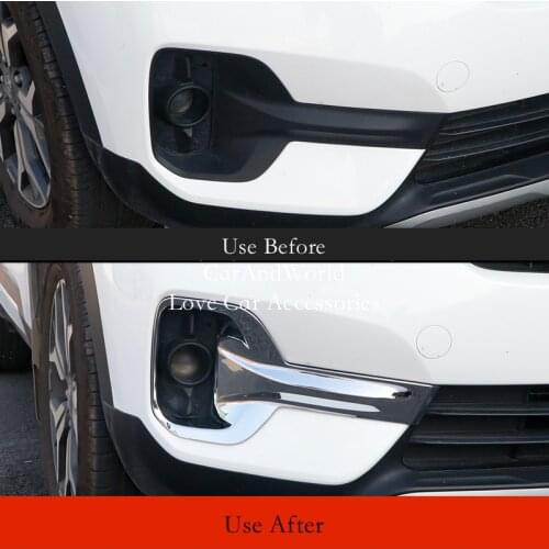 For Kia Seltos 2020-2022 Front Fog Light Lamp Frame Cover ABS Chrome Foglight Trims Stickers Garnish Car-Covers Accessories