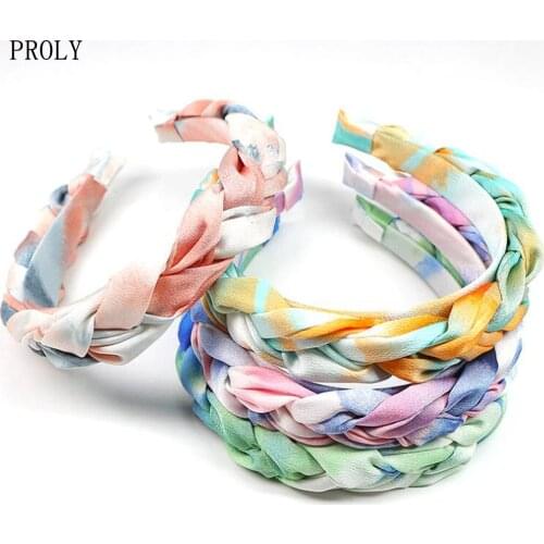 PROLY New Fashion Fresh Headband For Women Gradual Tie Dye Hairband Handmade Braid Turban Hair Accessories Wholesale