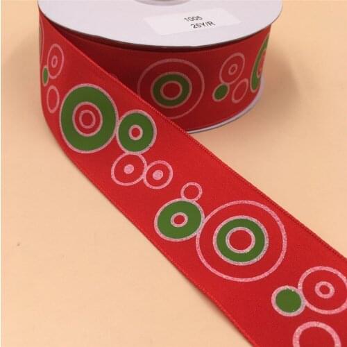 N1005 38mm X 25yards Swiss Dot Printing Red Taffeta Wired Ribbon. Gift Bow,Wedding,Cake Wrap,Tree Decoration,Wreath