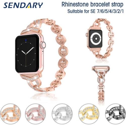 Luxury Bling Diamond Band for Apple Watch SE 6/5/4/3/2/1 38MM 42MM Loop Strap 40MM 44MM Rhinestone Bracelet Band Strap