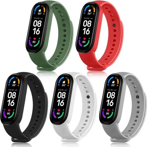 5PCS Silicone Strap For Xiaomi Mi Band 6 Watch Band Replacement Accessories Stylish Wristband Bracelet Band Fashion Wrist Strap