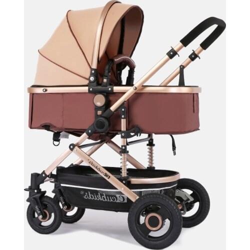 Luxurious Baby Stroller 2 in 1 stroller lying or dampening folding light weight two-sided child four seasons