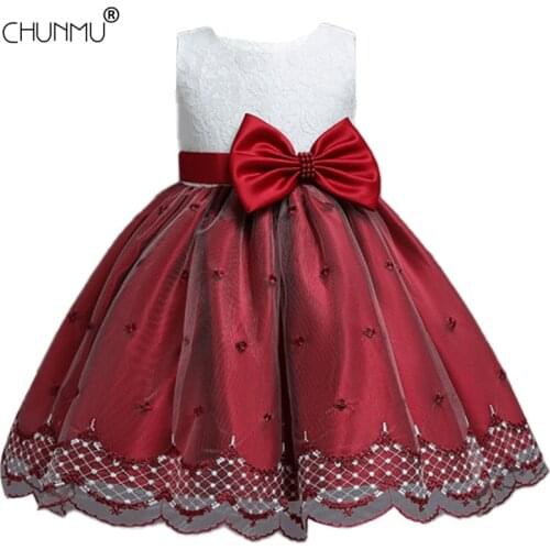 Christmas Kids Princess Costume Lace Embroidery Girls Dress of Girls 2-10 Y Flower Kids Party Wedding Dress Baby Girl Clothes