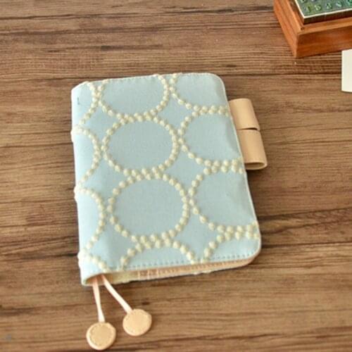 Hand Made Cute Circle Japanese Floral Journal Cover For Standard A6 Fitted Paper Book Yellow Blue