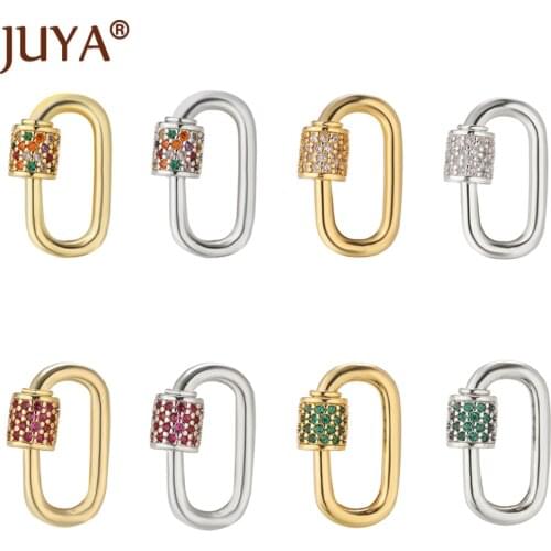 DIY Jewellery Making Supplies Copper Clasps With Colorful Zirconia Screw Clasp Necklace Jewelry Accessories