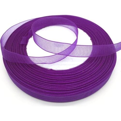 A roll 50 Yards 3/8" 10mm Ribbon Wedding Party Decoration Organza Ribbon Gift Wrapping Hair Bows DIY Christmas Ribbon #Purple