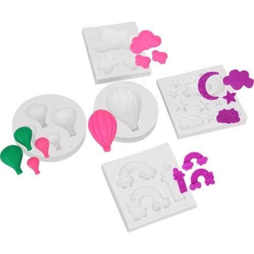 Silicone Mold 3D Balloon Rainbow Star Sugarcraft Cake Baking Mould Fondant Mold DIY Chocolate Cookie Cake Decorating Tools