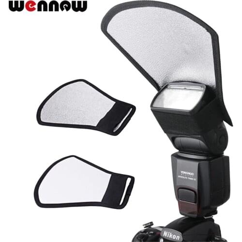 Wennew 2 in 1 Flash Diffuser For Canon Nikon DSLR Camera Speedlite Photography Flash Diffuser Softbox Silver and White Reflector