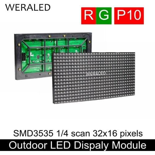 WERALED Outdoor P10 SMD RG Bi-Color LED Module 320*160mm ,1/4 Scan P10 2-in-1 Red and Green Dual Color LED Panel 32x16 Dots