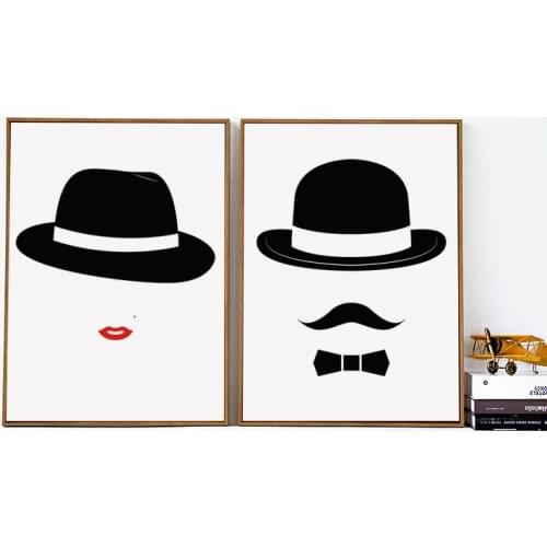 07G Black And White Simple Abstract Mens Lady A4 A3 Canvas Art Painting Print Posters Picture Wall Bar Office Home Decor Mural